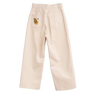 ALEMAIS Wide Leg Designer White Denim Sz 6 MSRP $683 Beaded Quiet Lux Minimalist